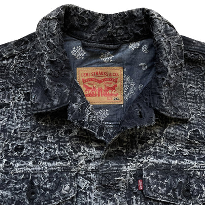 Boro Sashiko Distressed Denim Trucker Jacket - XXL