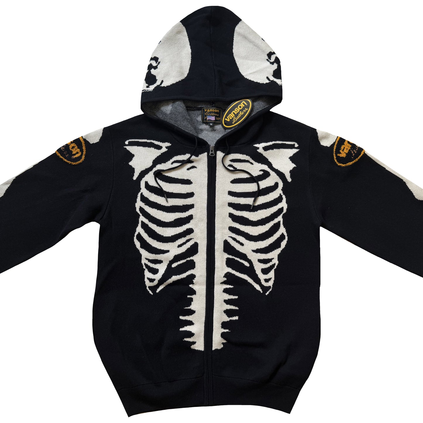 Vanson Leathers 14G Knitted Skeleton Hoodie - M