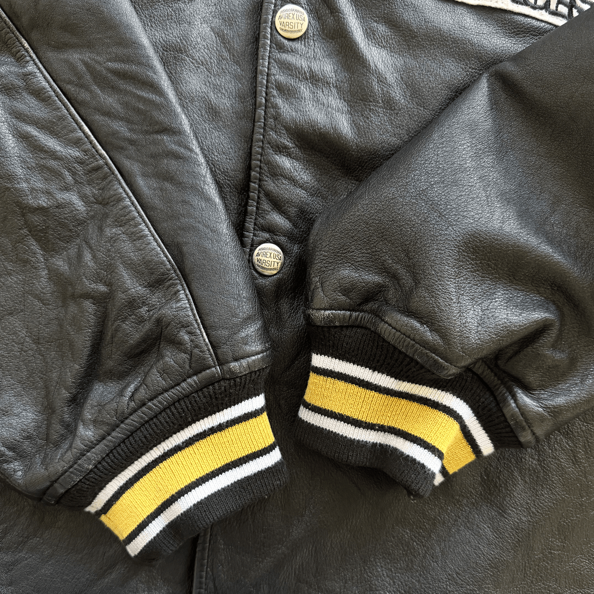 Avirex 'Black Aces' Leather Varsity Jacket - XL