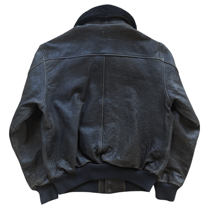 Avirex A2 Lambskin Leather Flight Jacket Boa Collar - L