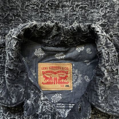 Boro Sashiko Distressed Denim Trucker Jacket - XXL