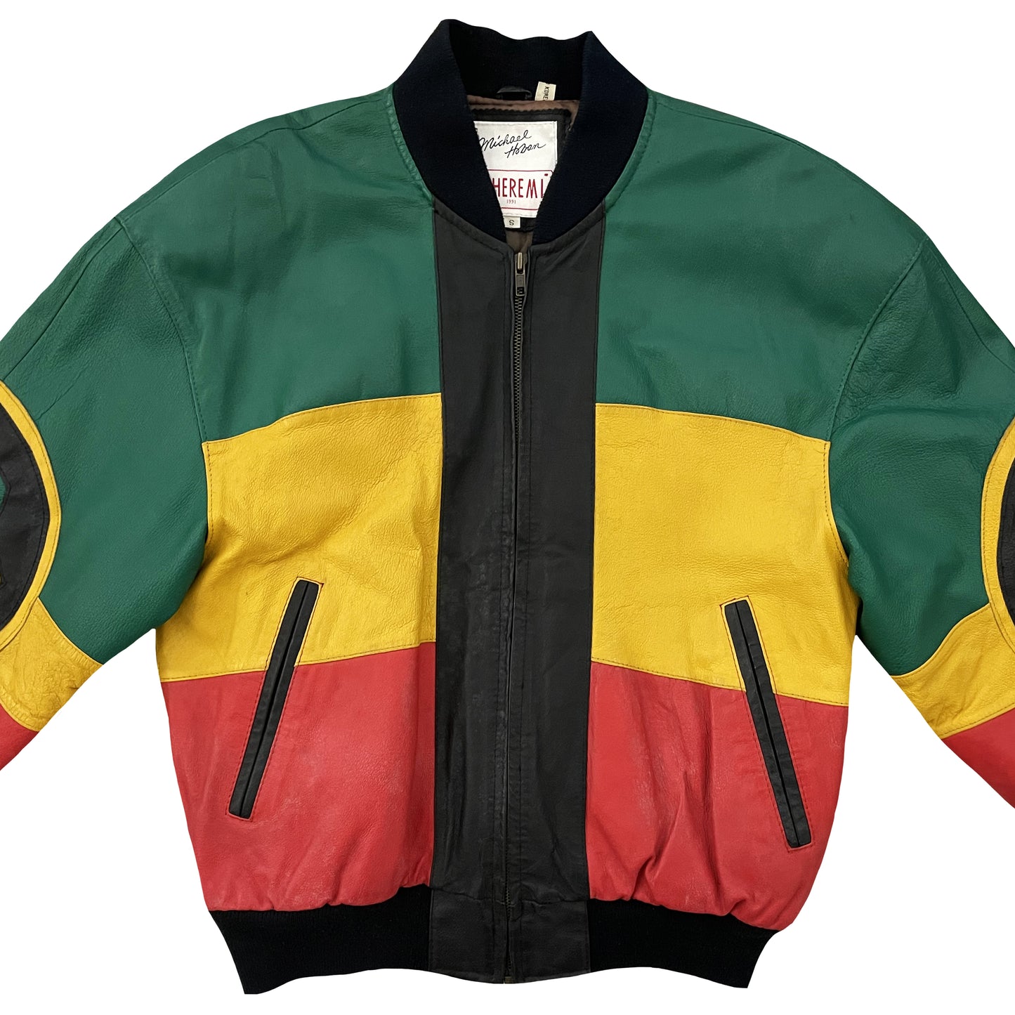 Michael Hoban WHEREMI 1991 Rasta Leather Jacket - S