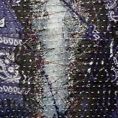 Boro Patchwork Sashiko Distressed Jeans - W32"