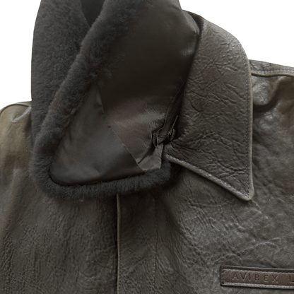 Avirex A2 Lambskin Leather Flight Jacket Boa Collar - L