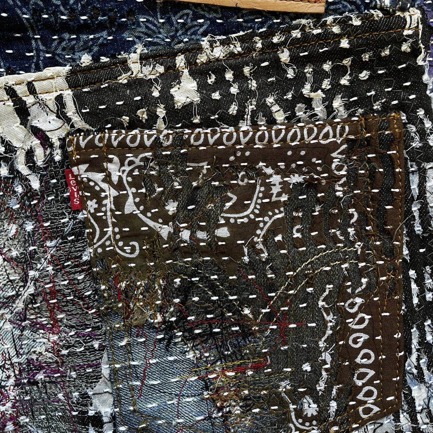Boro Patchwork Sashiko Distressed Jeans - W32"