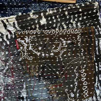 Boro Patchwork Sashiko Distressed Jeans - W32"