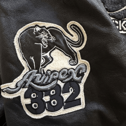Avirex 'Black Aces' Leather Varsity Jacket - XL