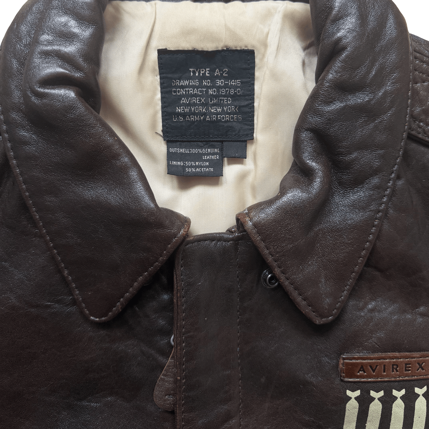 Avirex 'Wild Child' 1987 A2 Leather Flight Jacket - S / M
