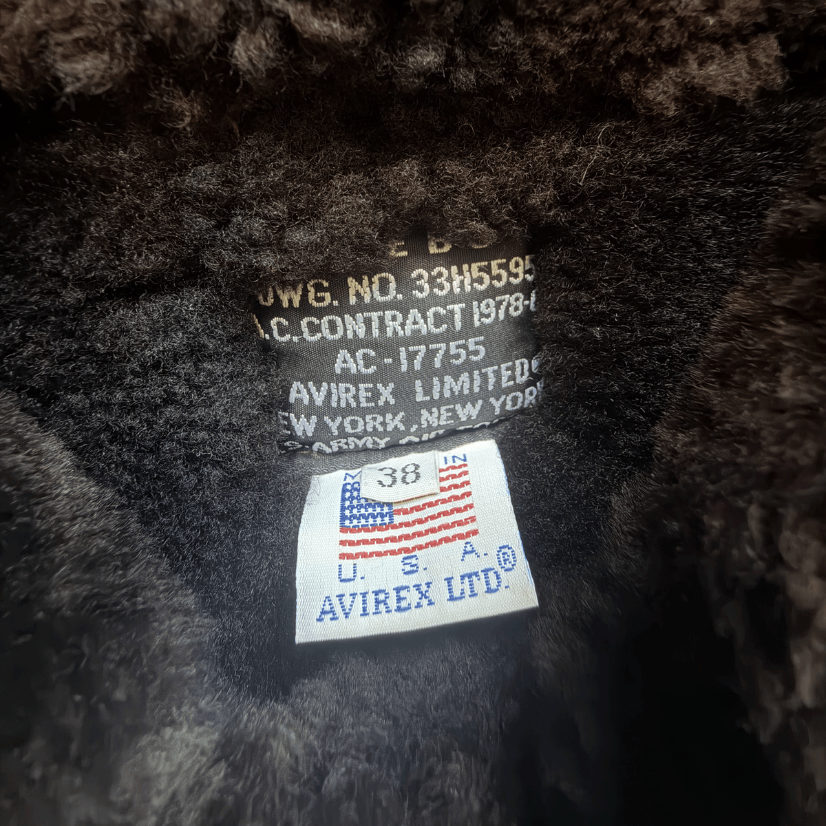 Avirex B-3 Sheepskin Aviator Flight Jacket - M