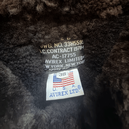 Avirex B-3 Sheepskin Aviator Flight Jacket - M