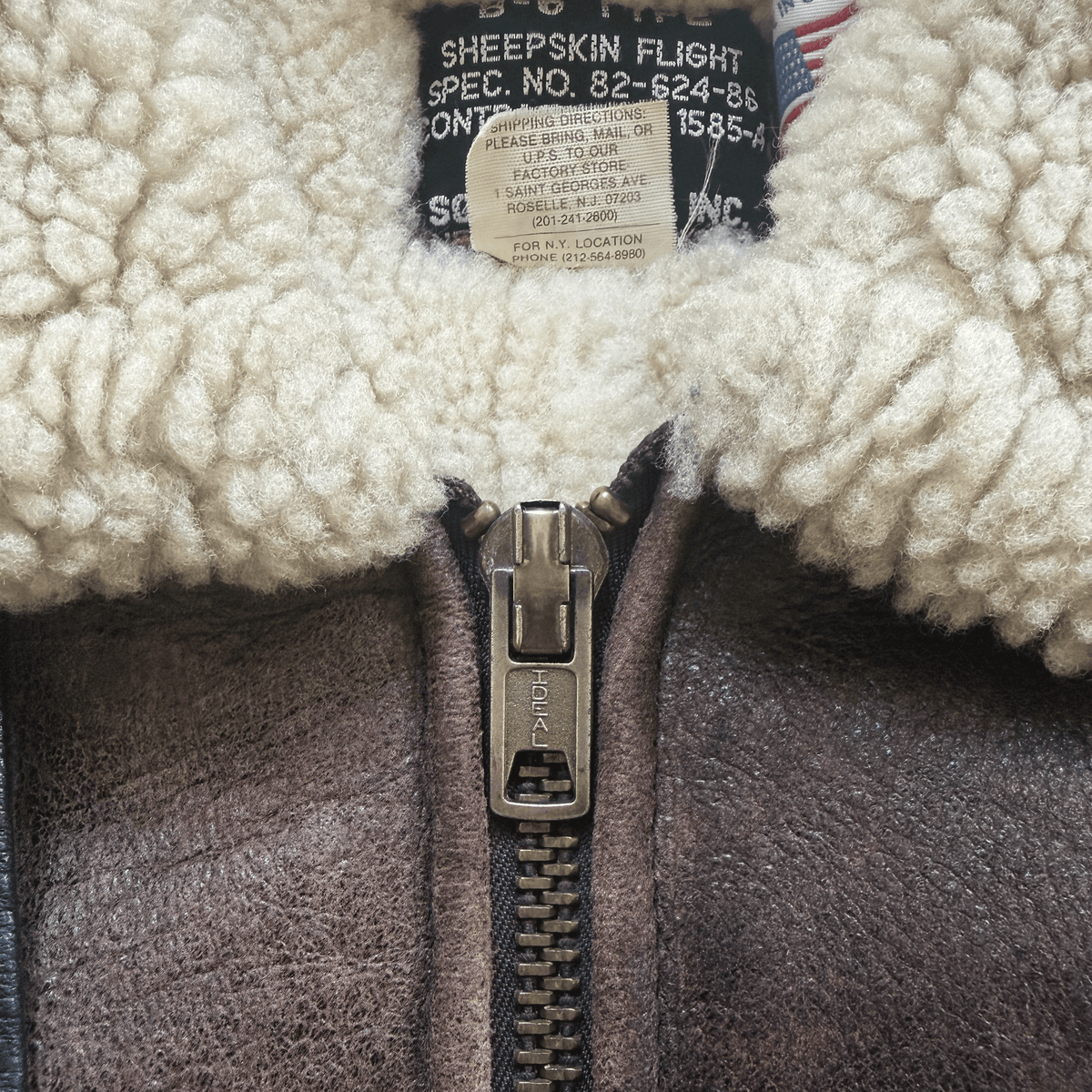 Schott B-6 Sheepskin Aviator Flight Jacket - M