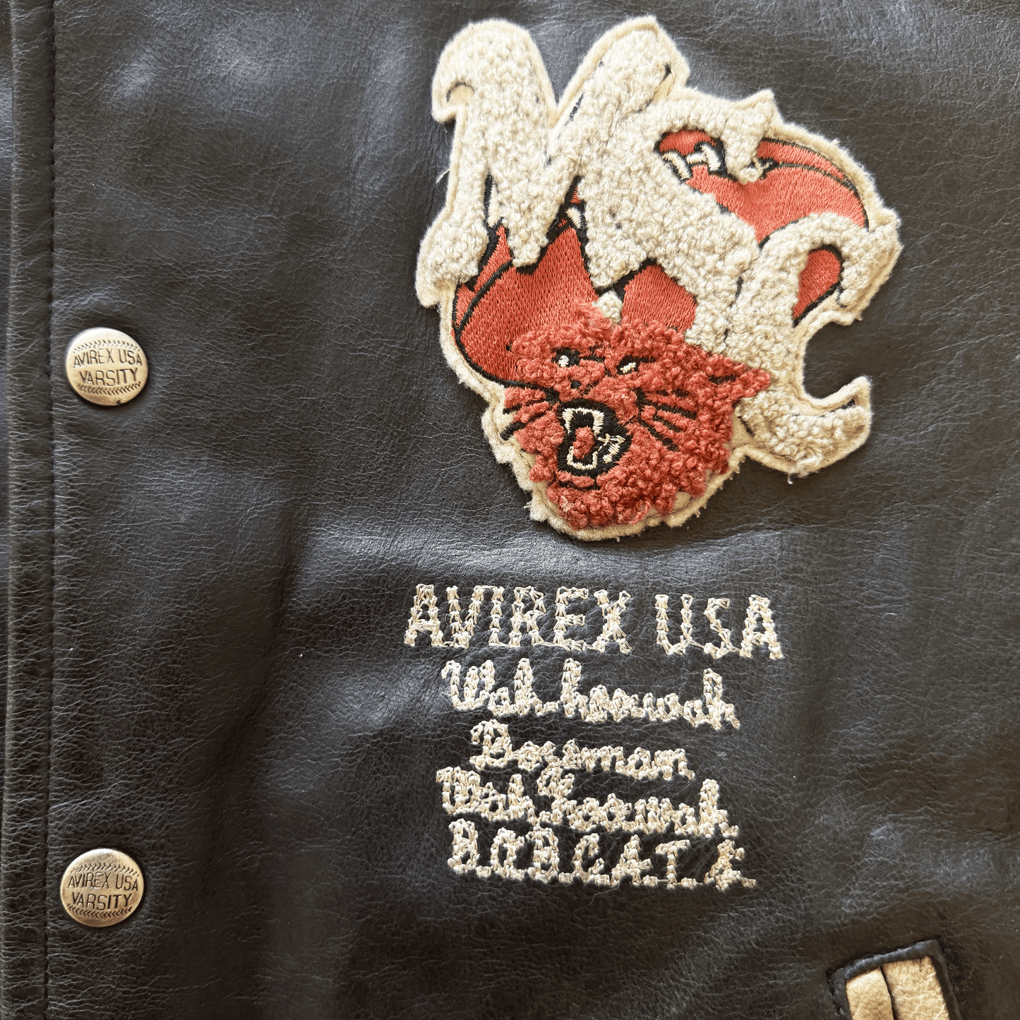 Avirex Bobcats Leather Varsity Jacket - S