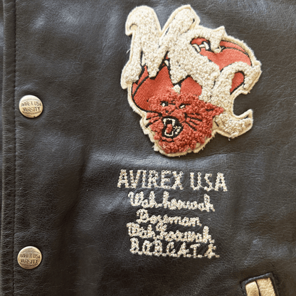 Avirex Bobcats Leather Varsity Jacket - S