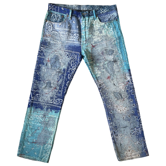 Boro Bandana Sashiko Distressed Jeans - W36"