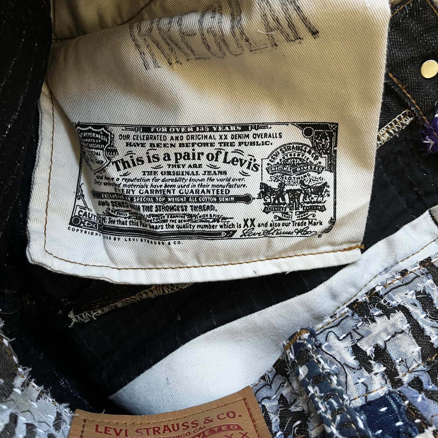 Boro Patchwork Sashiko Distressed Jeans - W32"