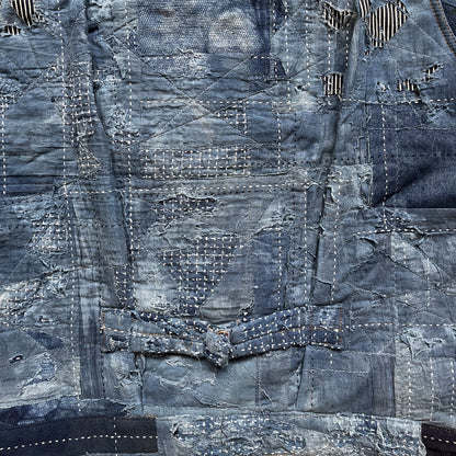 Indigo Boro Sashiko Distressed Denim Trucker Jacket - L
