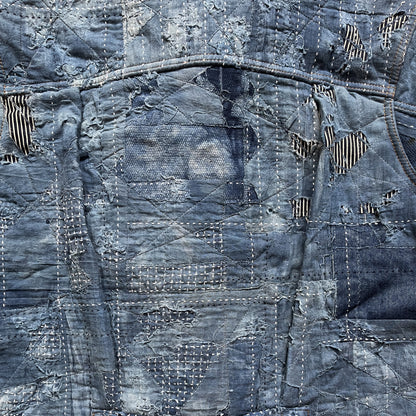 Indigo Boro Sashiko Distressed Denim Trucker Jacket - L