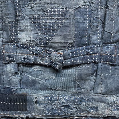 Indigo Boro Sashiko Distressed Denim Trucker Jacket - L