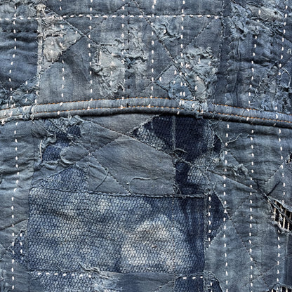 Indigo Boro Sashiko Distressed Denim Trucker Jacket - L