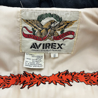 Avirex Leather Biker Motorcycle Jacket - S
