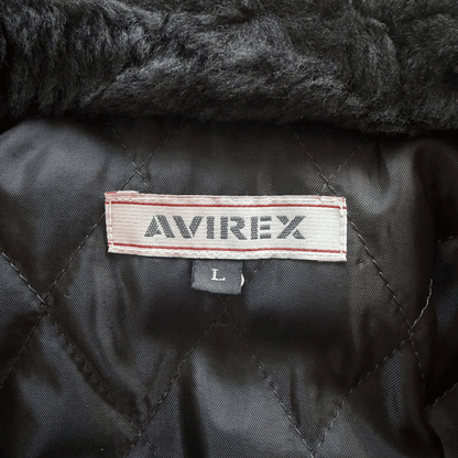 Avirex A2 Lambskin Leather Flight Jacket Boa Collar - L