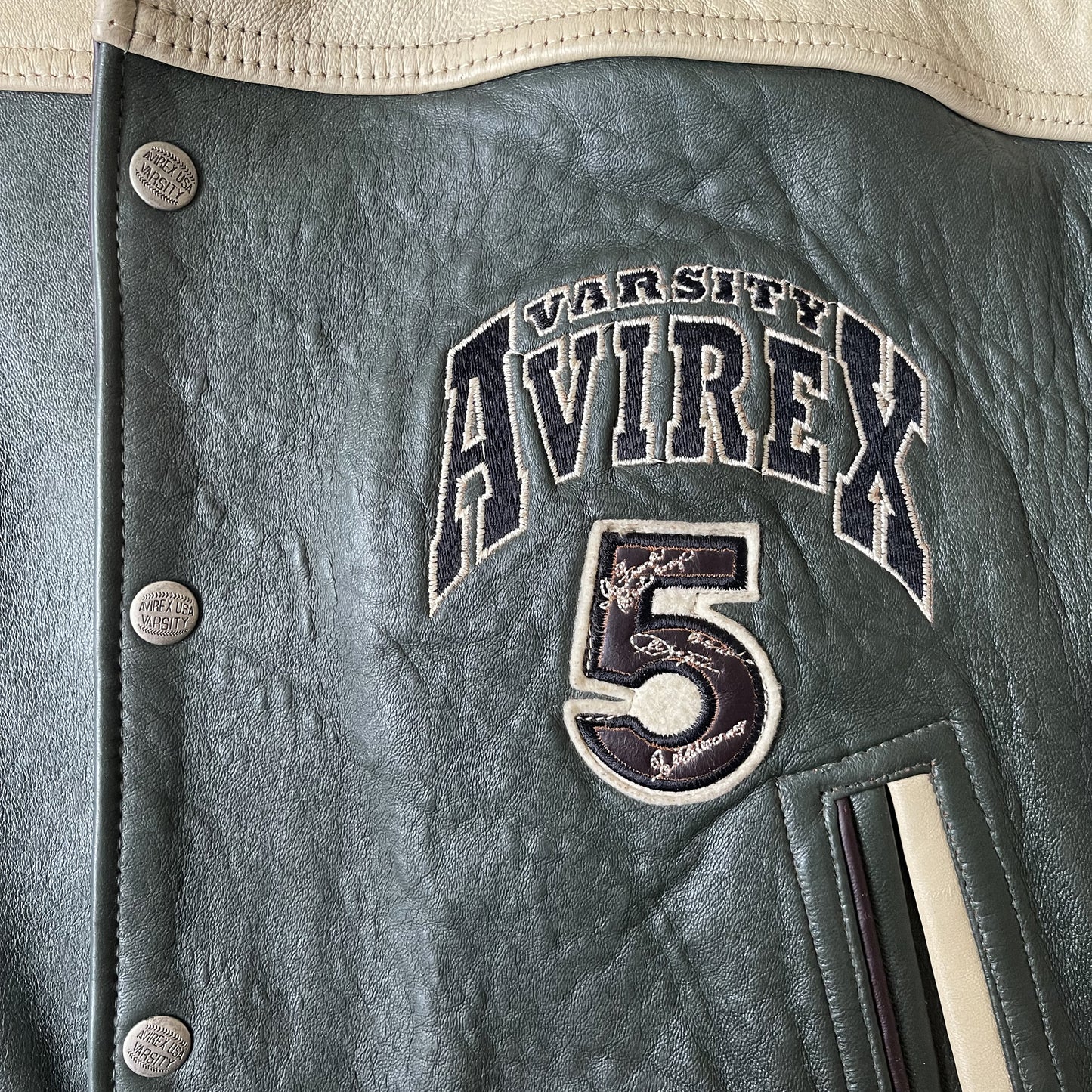 Avirex Wild Bears Leather Varsity Jacket - M