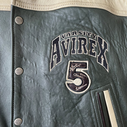 Avirex Wild Bears Leather Varsity Jacket - M