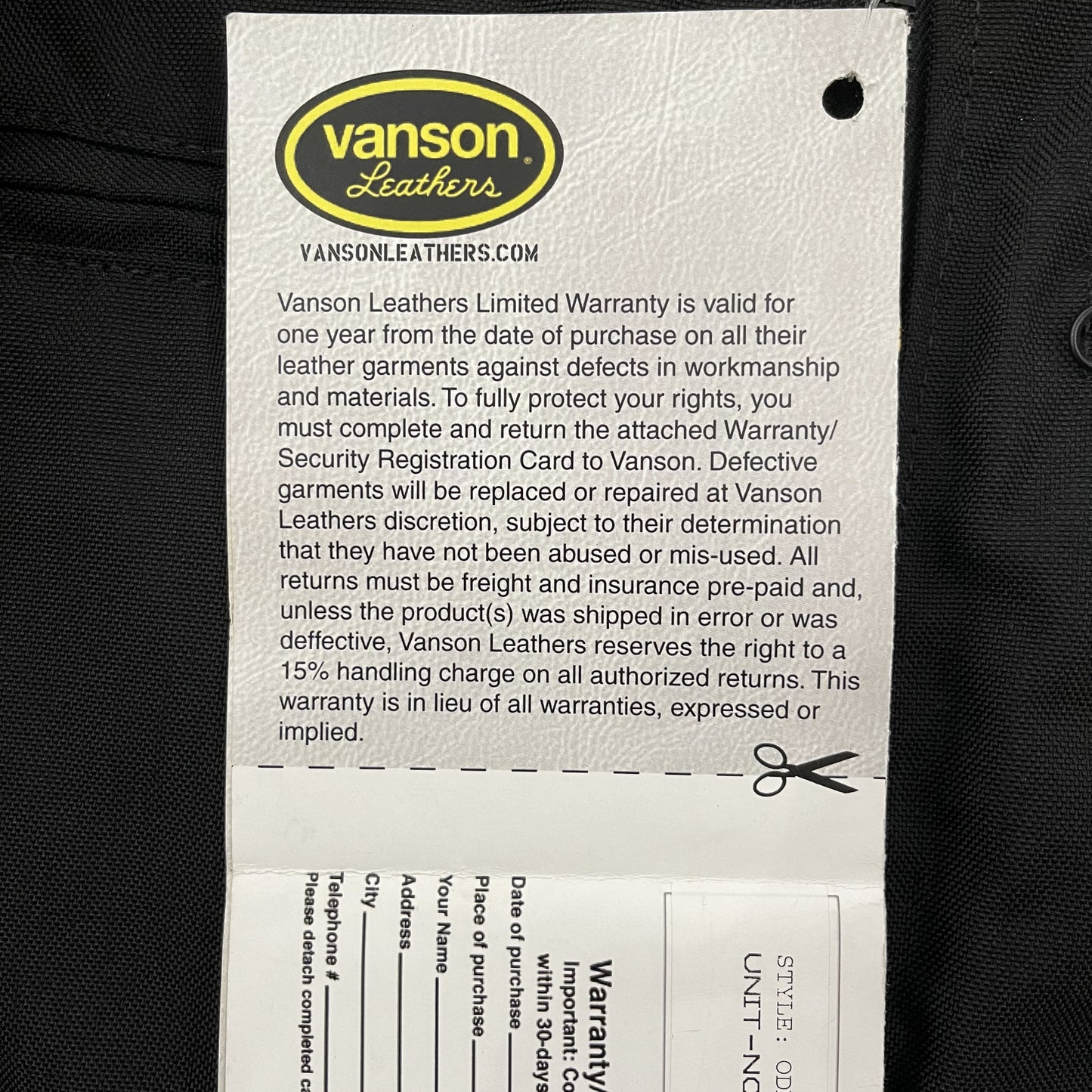 Vanson Leathers Racing Jacket - S
