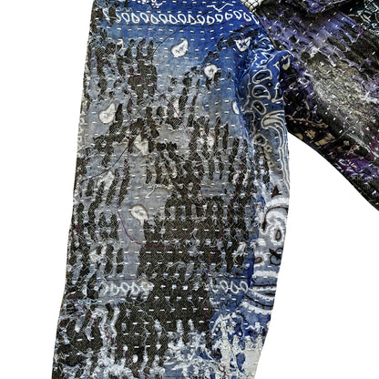 Boro Patchwork Sashiko Distressed Denim Trucker Jacket - M