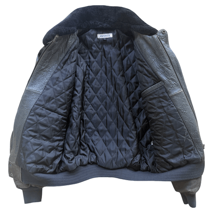 Avirex A2 Lambskin Leather Flight Jacket Boa Collar - L