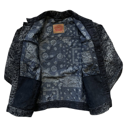 Boro Sashiko Distressed Denim Trucker Jacket - XXL