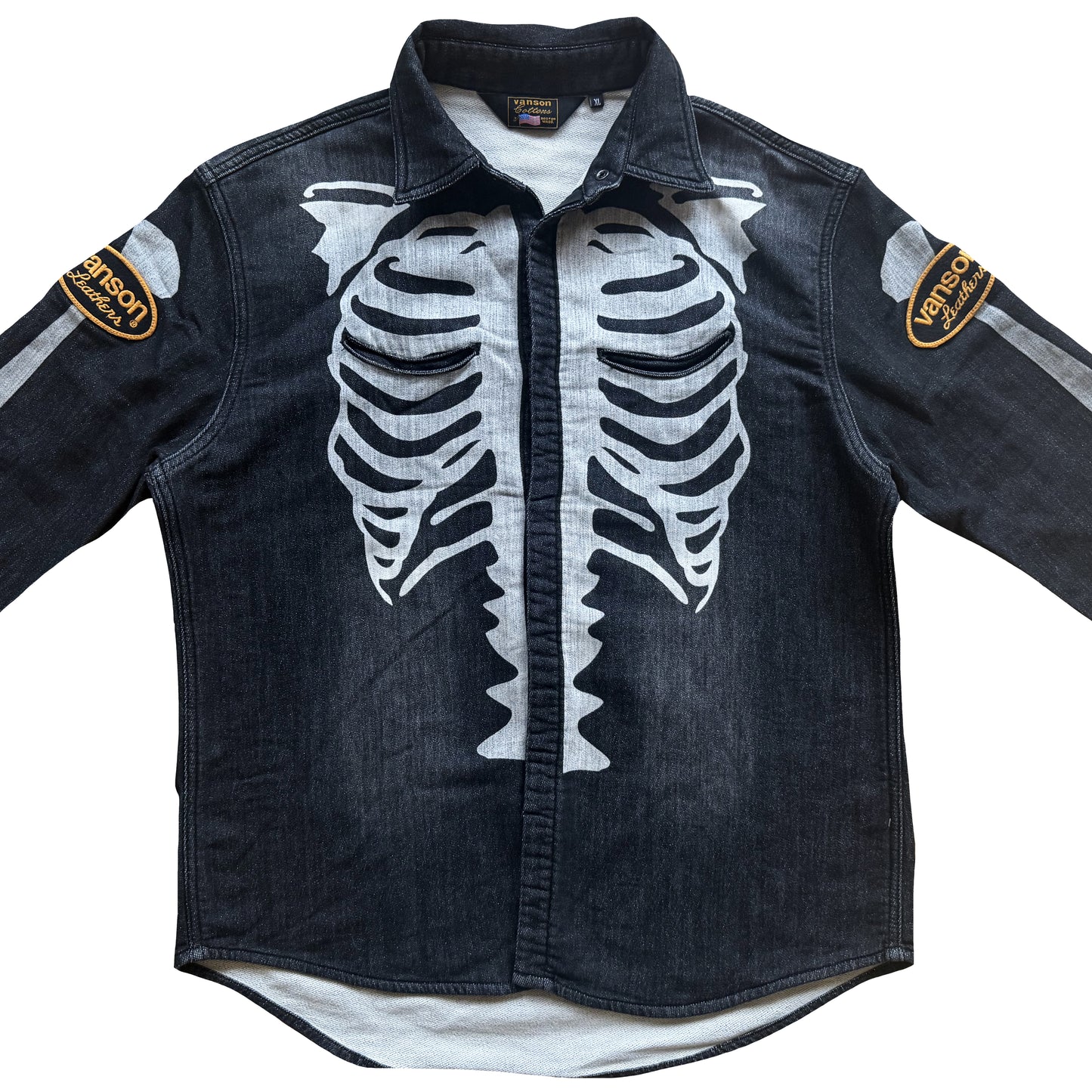 Vanson Leathers Skeleton Denim Shirt - L