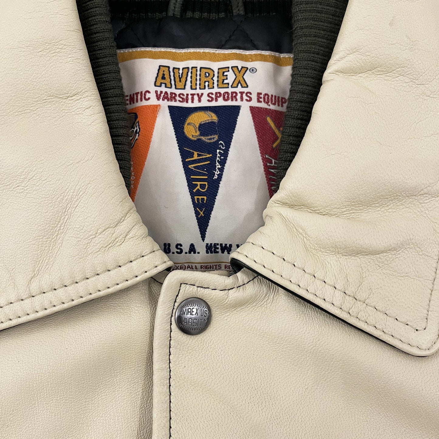 Avirex Wild Bears Leather Varsity Jacket - L