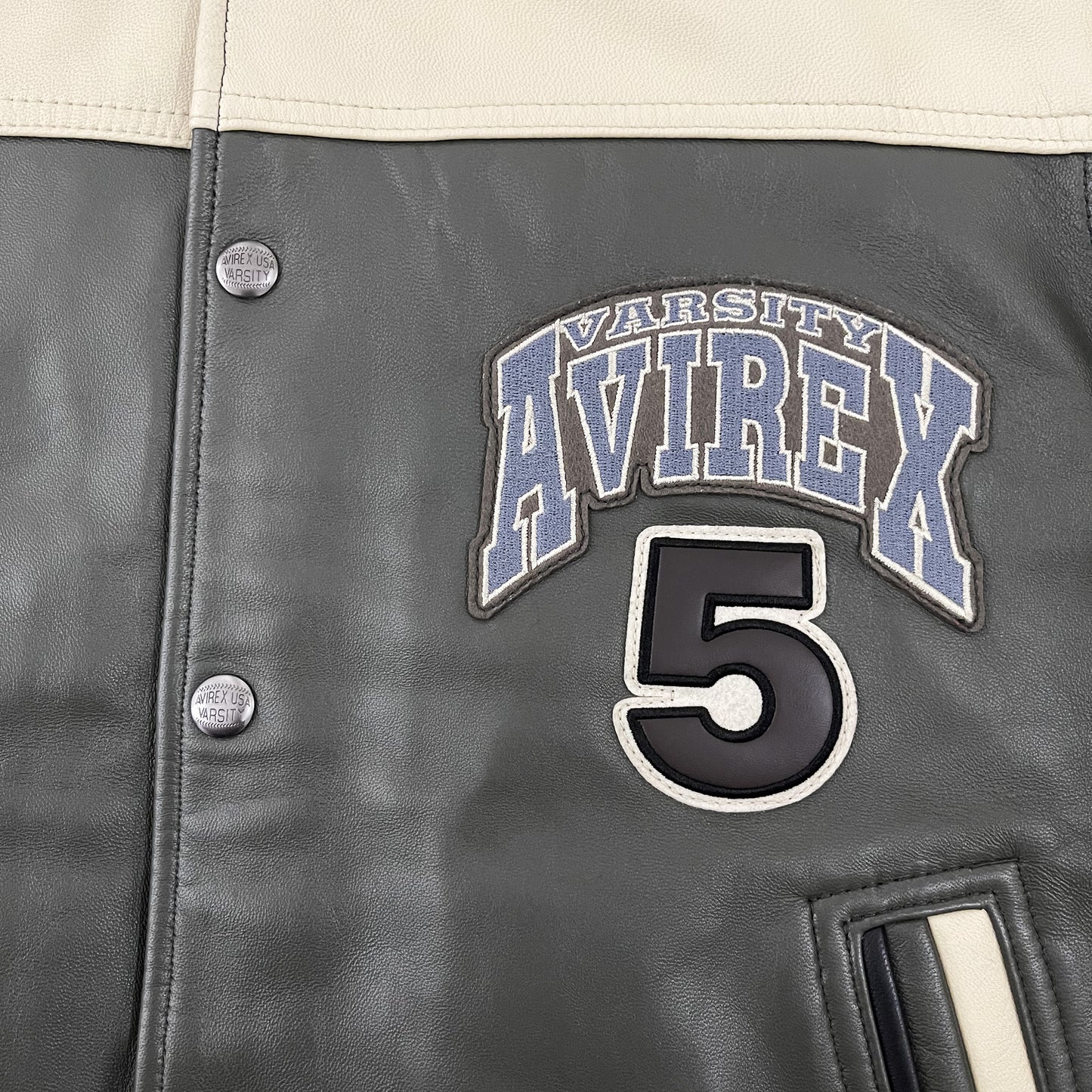 Avirex Wild Bears Leather Varsity Jacket - L