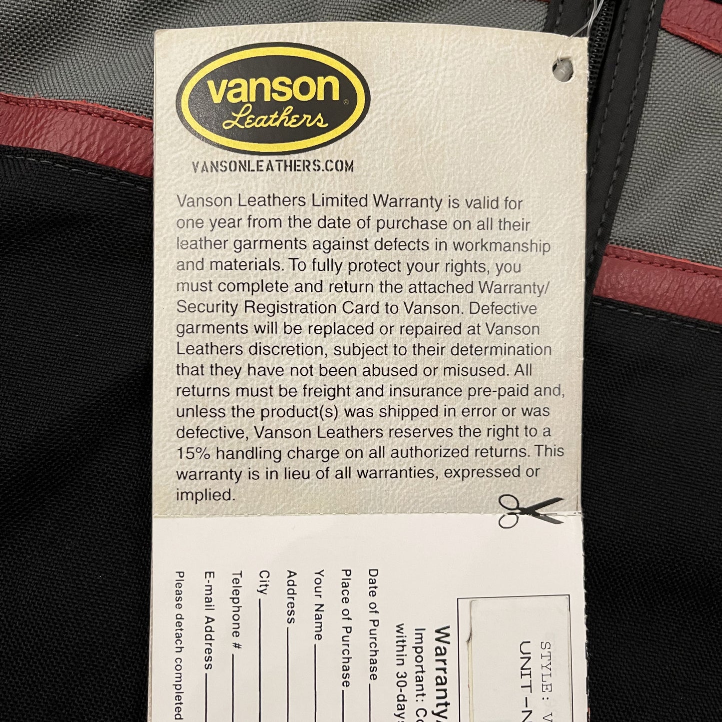 Vanson Leathers Racing Jacket - XL