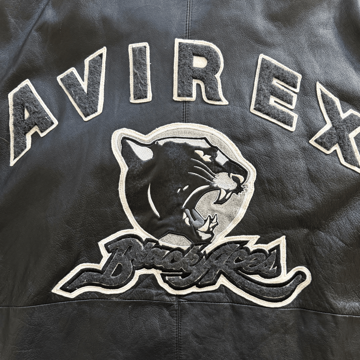 Avirex 'Black Aces' Leather Varsity Jacket - XL