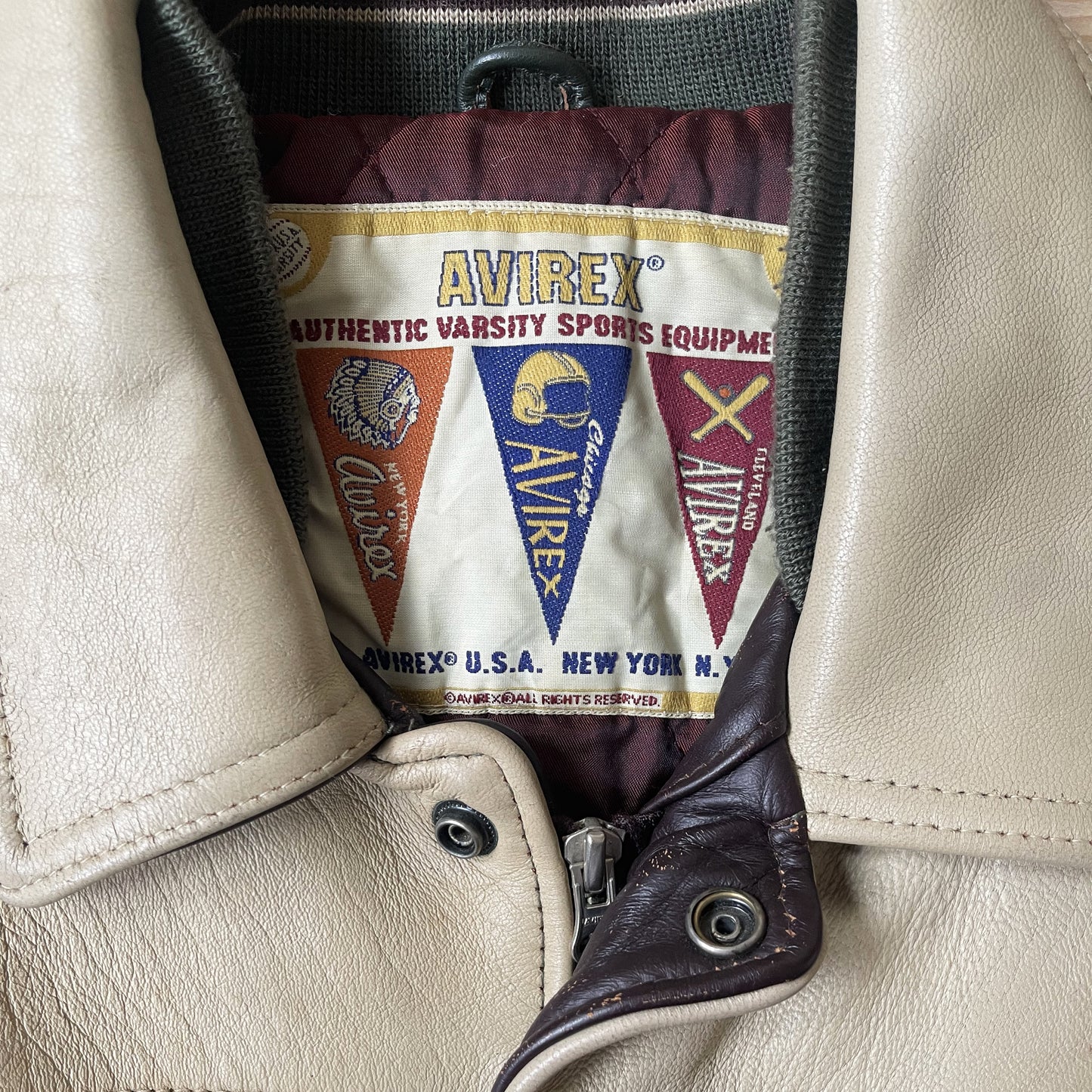 Avirex Wild Bears Leather Varsity Jacket - M