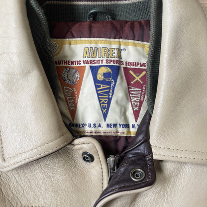 Avirex Wild Bears Leather Varsity Jacket - M