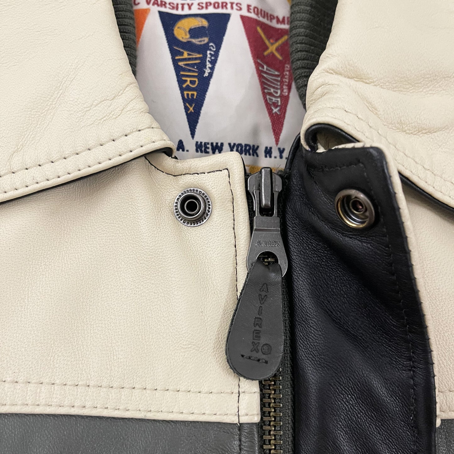 Avirex Wild Bears Leather Varsity Jacket - L