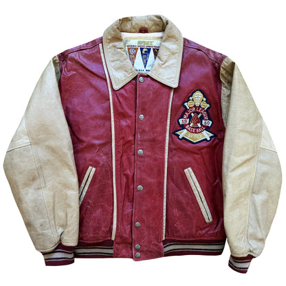 Avirex 'Chief High Hawk' Leather Varsity Jacket - S