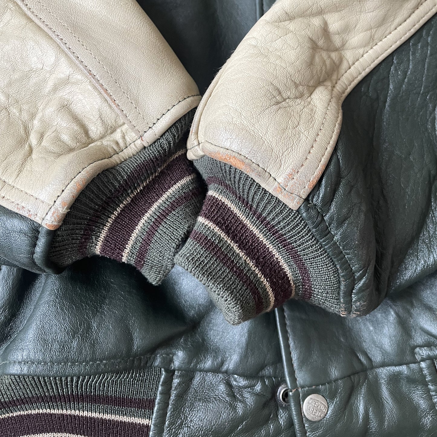 Avirex Wild Bears Leather Varsity Jacket - M