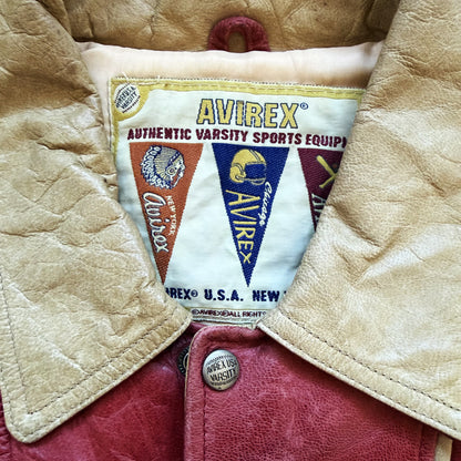 Avirex 'Chief High Hawk' Leather Varsity Jacket - S