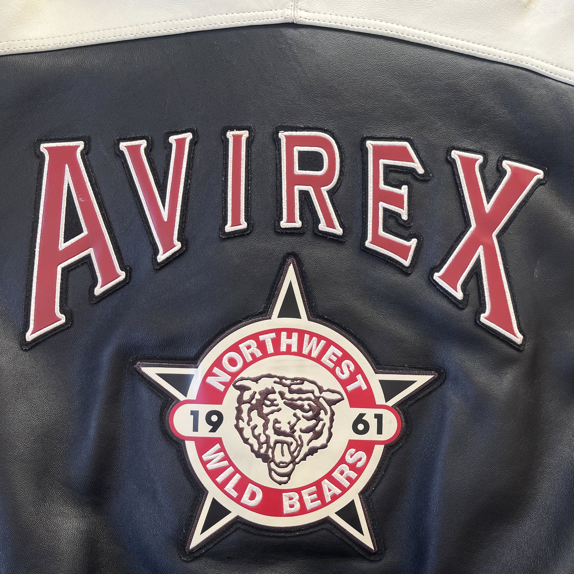 Avirex Wild Bears Leather Varsity Jacket 