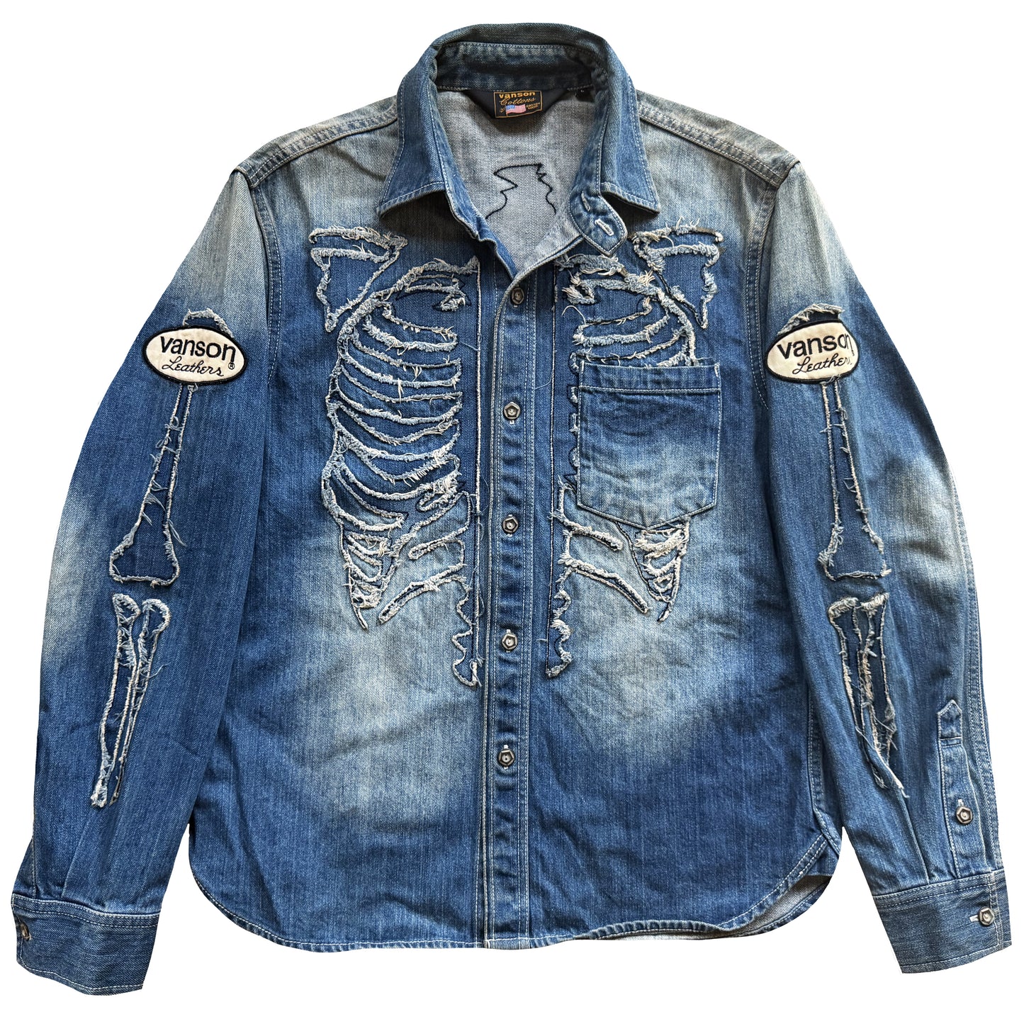 Vanson Leathers Skeleton Denim Shirt - M