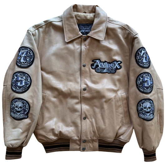 Avirex 'Rides & Rims' Leather Varsity Jacket - L