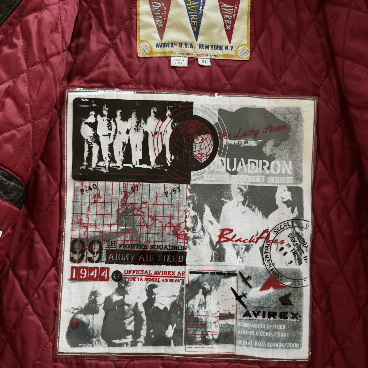 Avirex 'Black Aces' Leather Varsity Jacket - XL