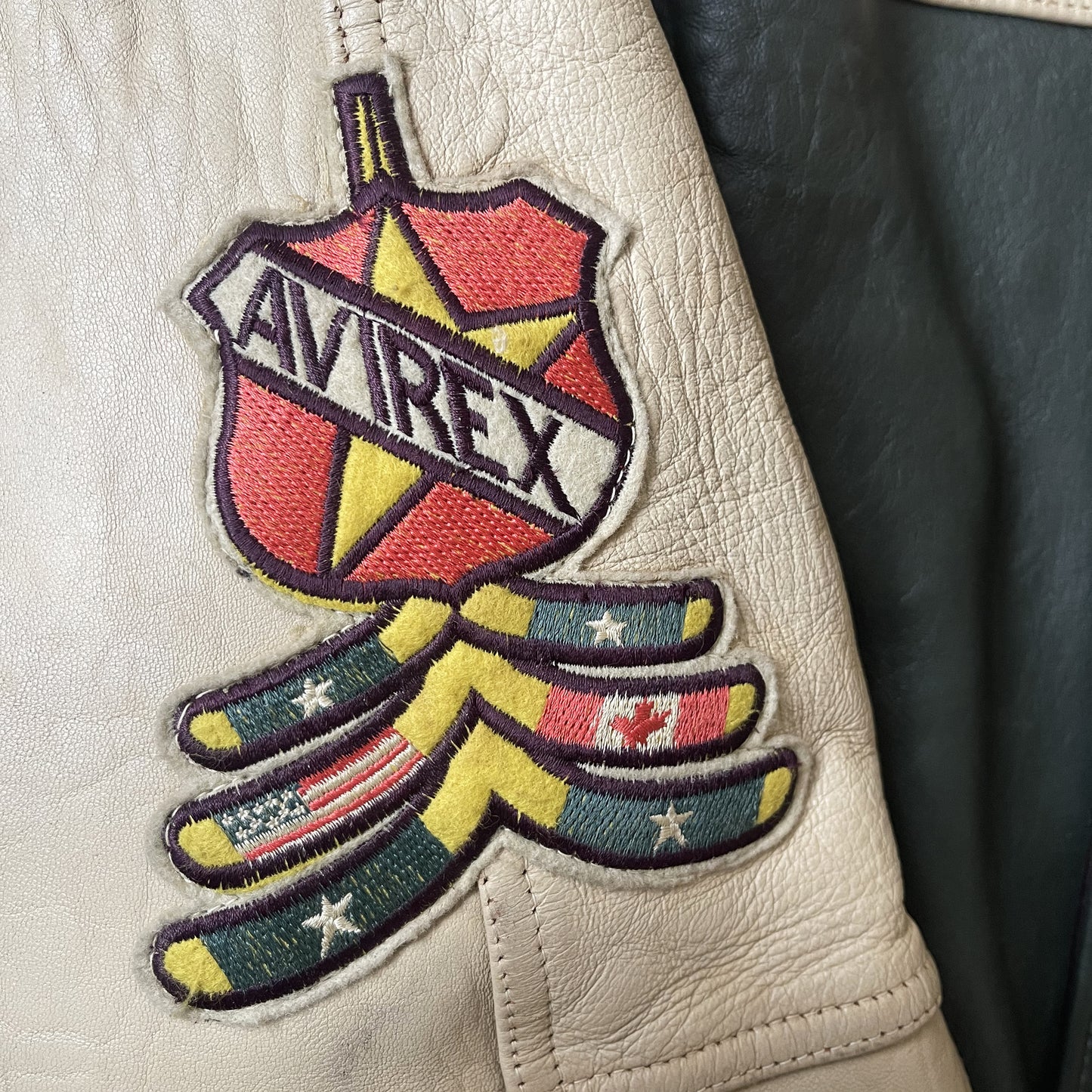 Avirex Wild Bears Leather Varsity Jacket - M