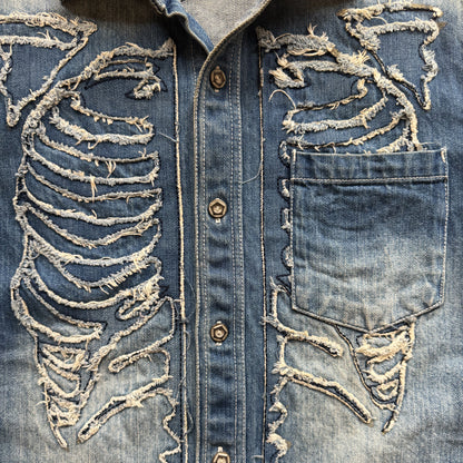 Vanson Leathers Skeleton Denim Shirt - M