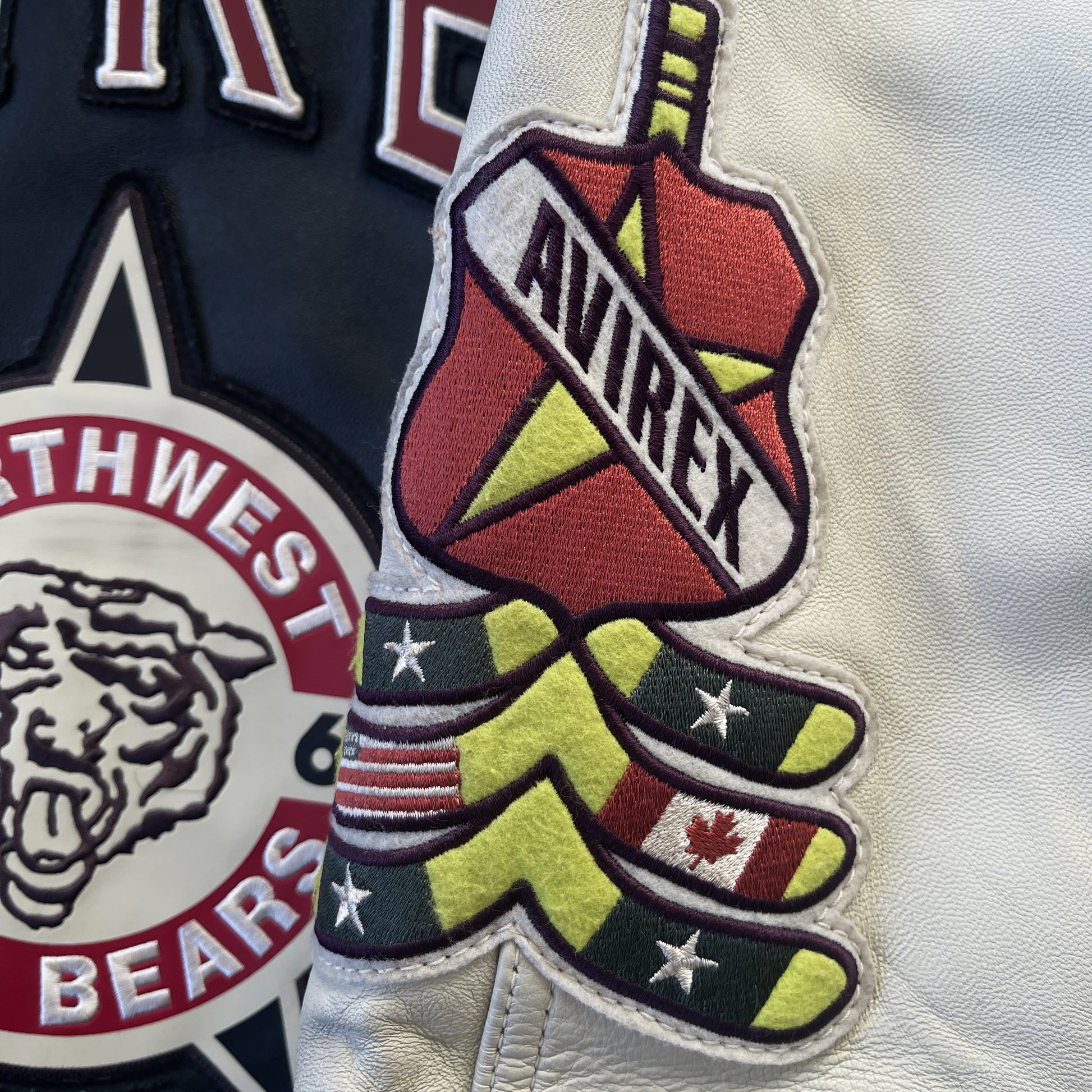 Avirex Wild Bears Leather Varsity Jacket 