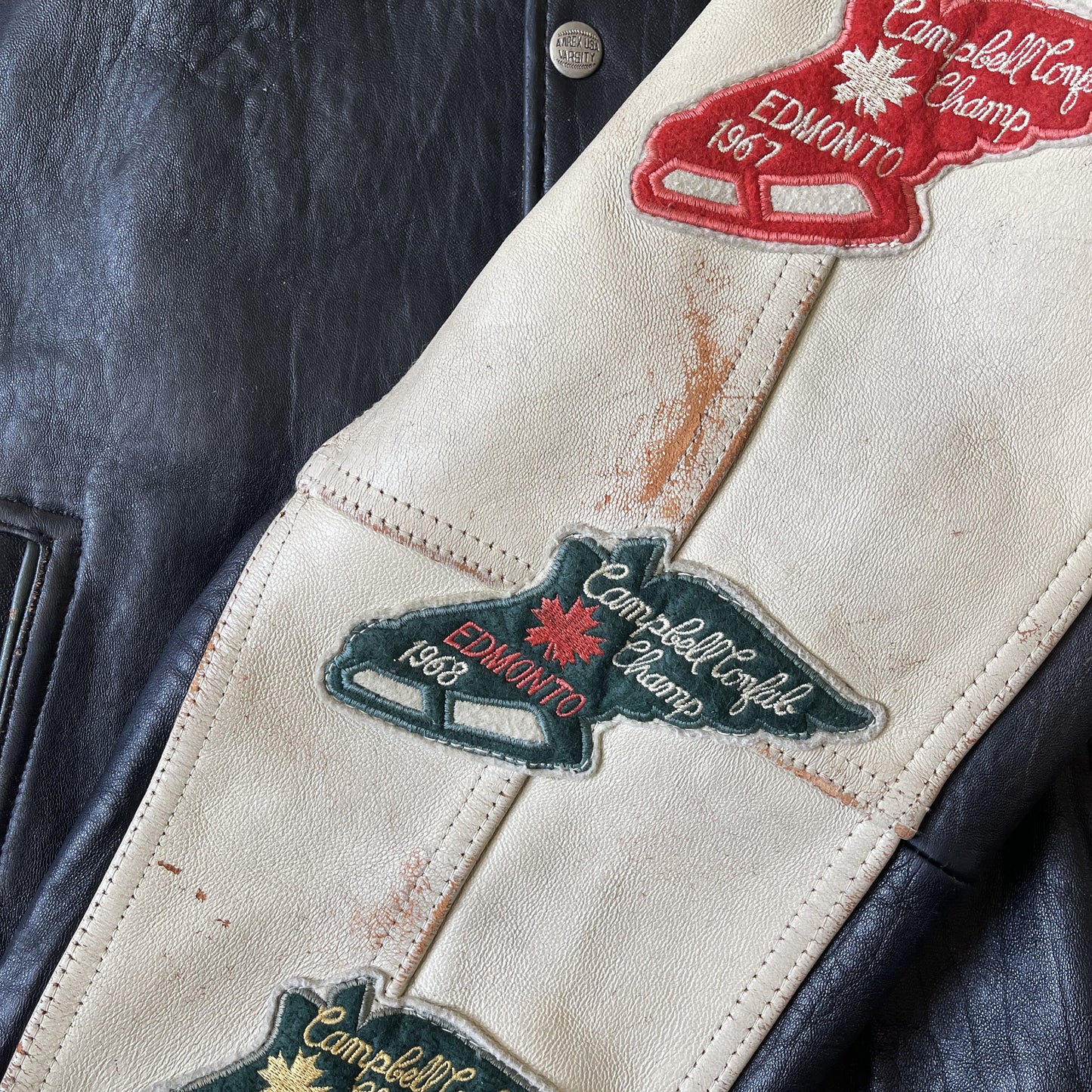 Avirex Wild Bears Leather Varsity Jacket - S